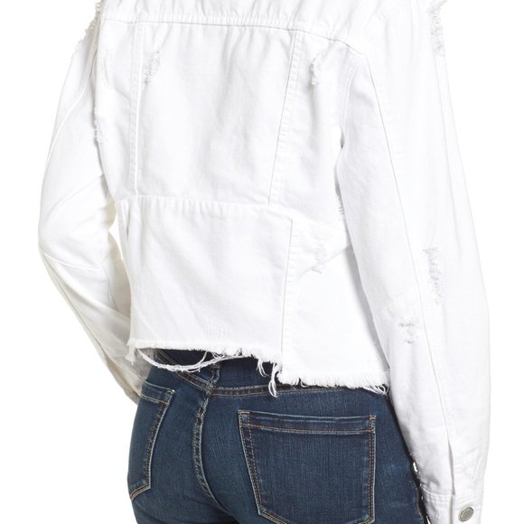 BLANK NYC Frayed Distressed Denim Jacket white - Picture 7 of 16